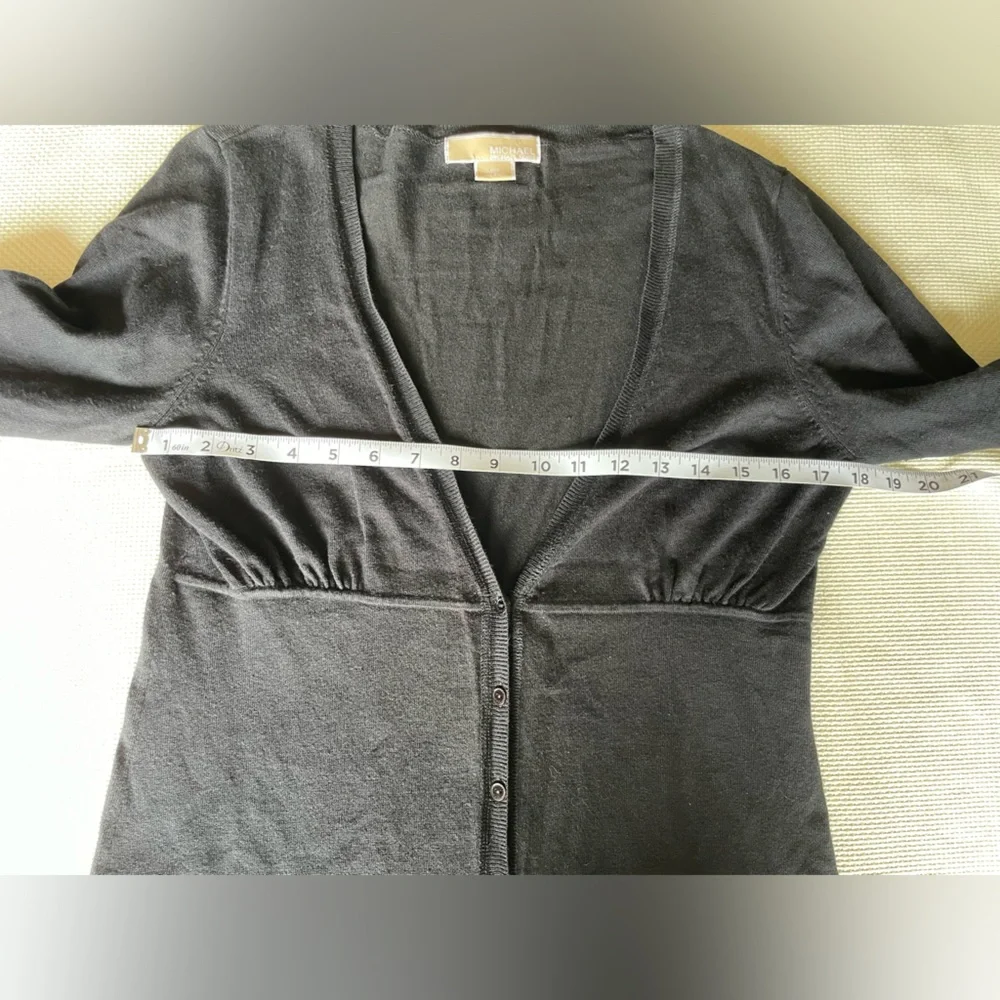 Michael Kors Black Cardigan Button Up Grandpa Sweater With Pockets Medium